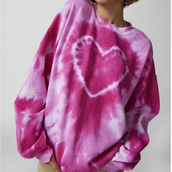 Urban Outfitters Sweaters Urban Outfitters Heart Tiedye Crew Neck